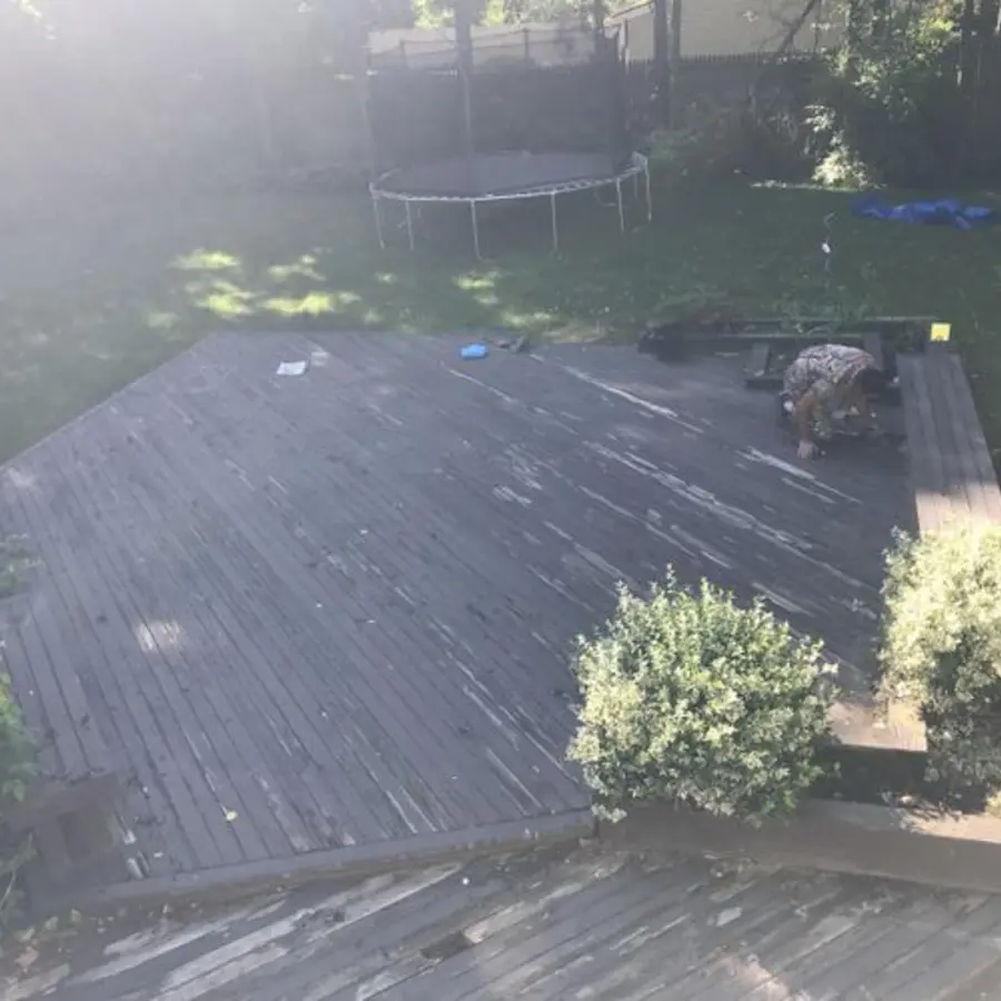 Weathered deck before restoration